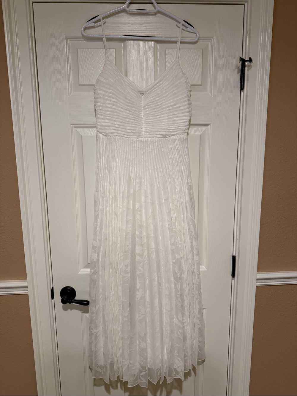 Club Monaco White Midi Pleated Spaghetti-Strap Dress with back cut out; NWT